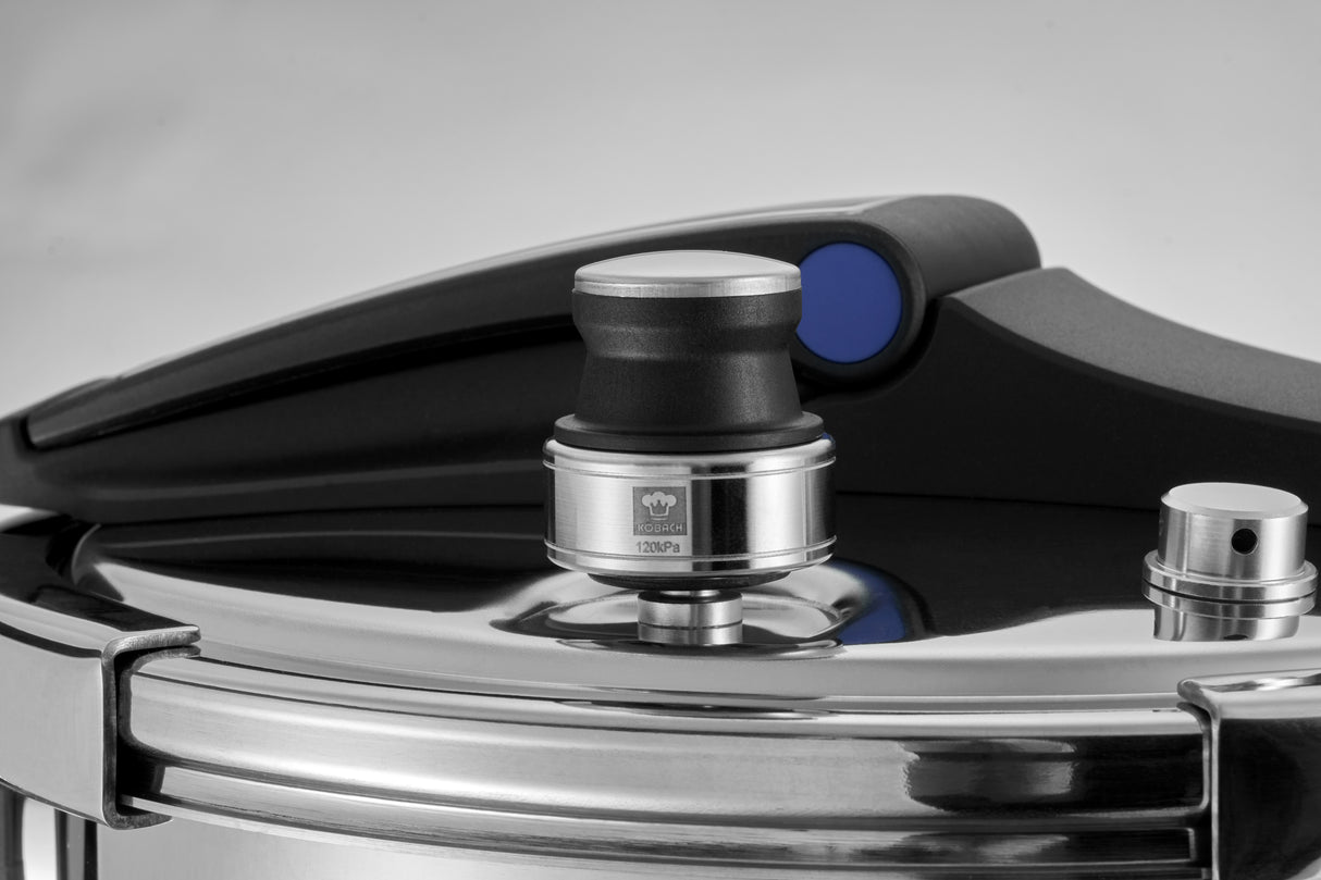 KOBACH 8 Qt Stainless Steel Pressure Cooker, 17 PSI, Induction & Gas Compatible, One-Hand Opening