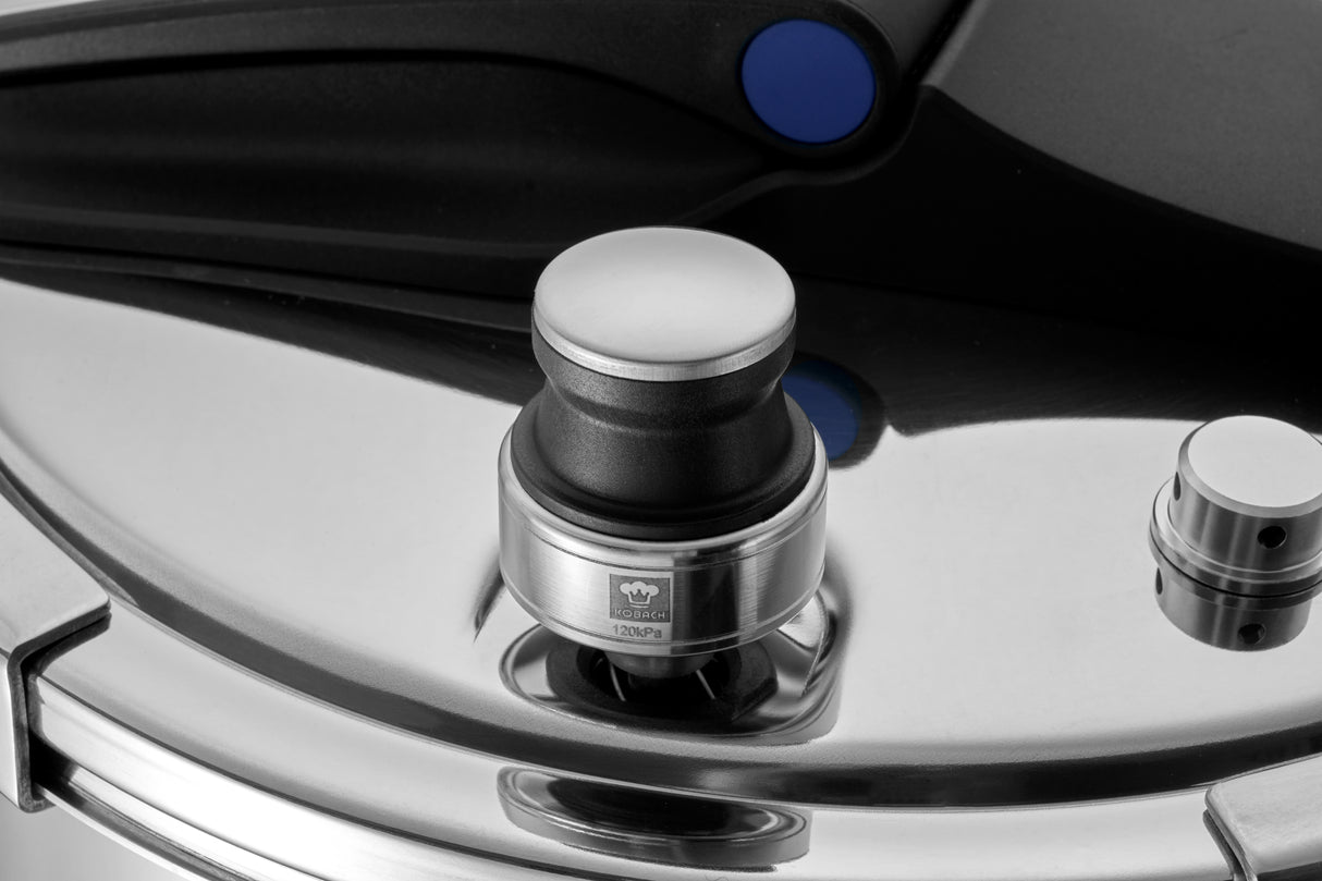 KOBACH 8 Qt Stainless Steel Pressure Cooker, 17 PSI, Induction & Gas Compatible, One-Hand Opening