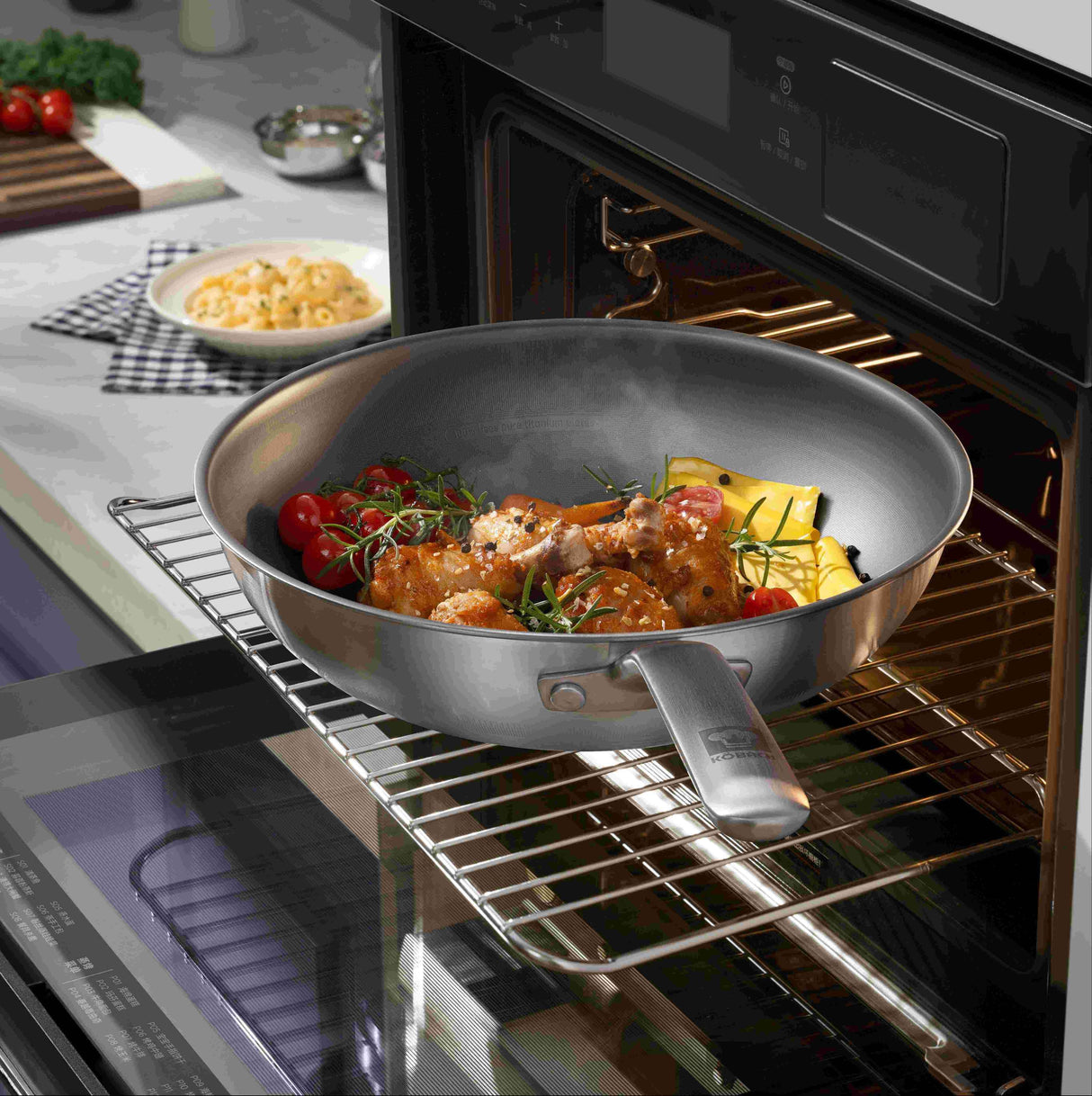 Kobachcookware 13-Inch Titanium Coating-Free Wok with Lid