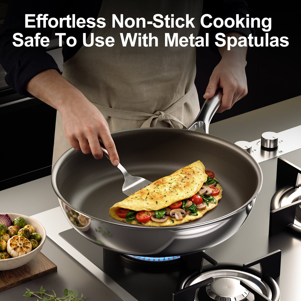 Kobach Pure Titanium Nonstick Frying Pan – 100% Uncoated, Naturally Nonstick