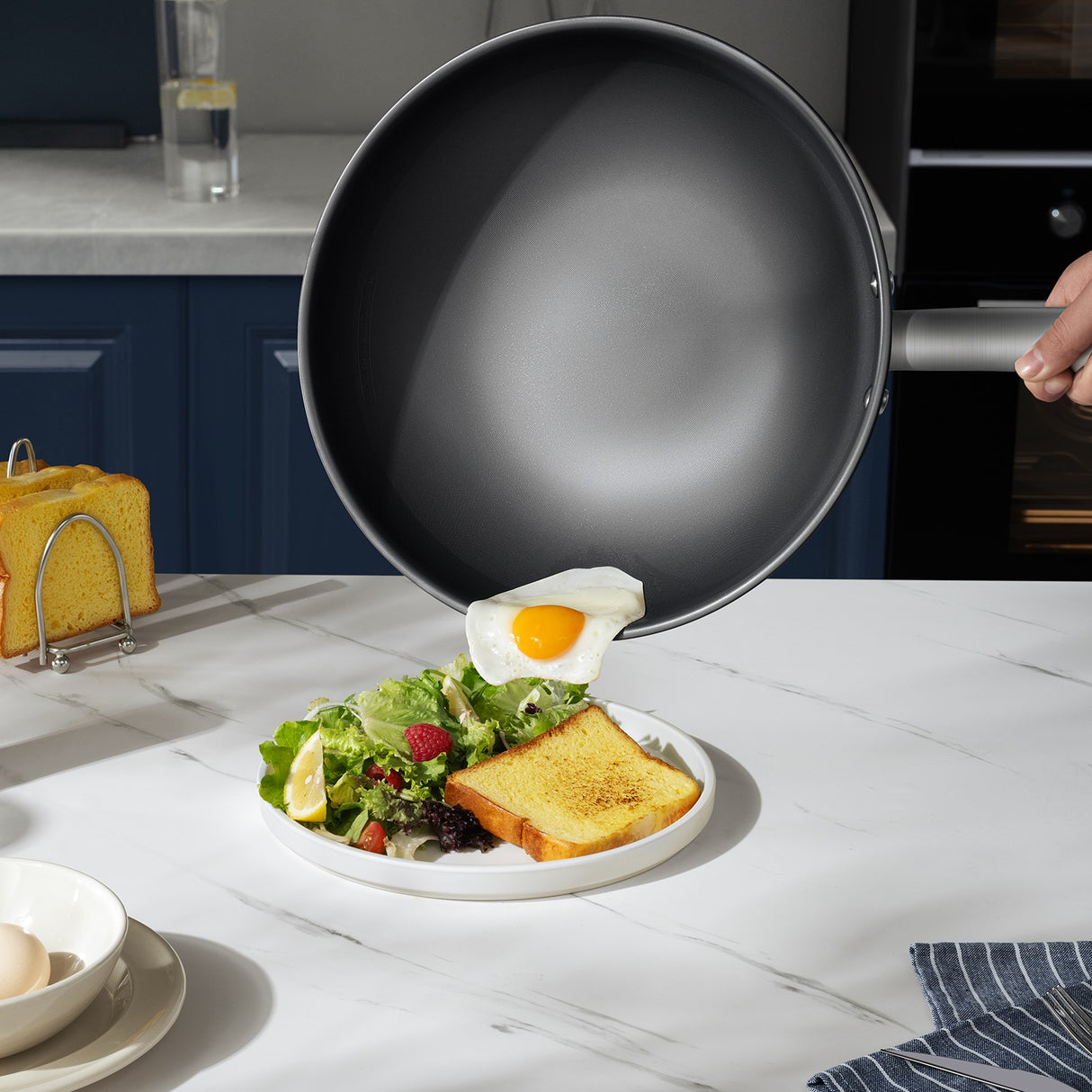 Kobachcookware 13-Inch Titanium Coating-Free Wok with Lid