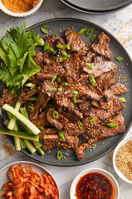 A super easy recipe for Korean BBQ with the most flavorful marinade! The thin, tender slices of meat cook SO quickly!