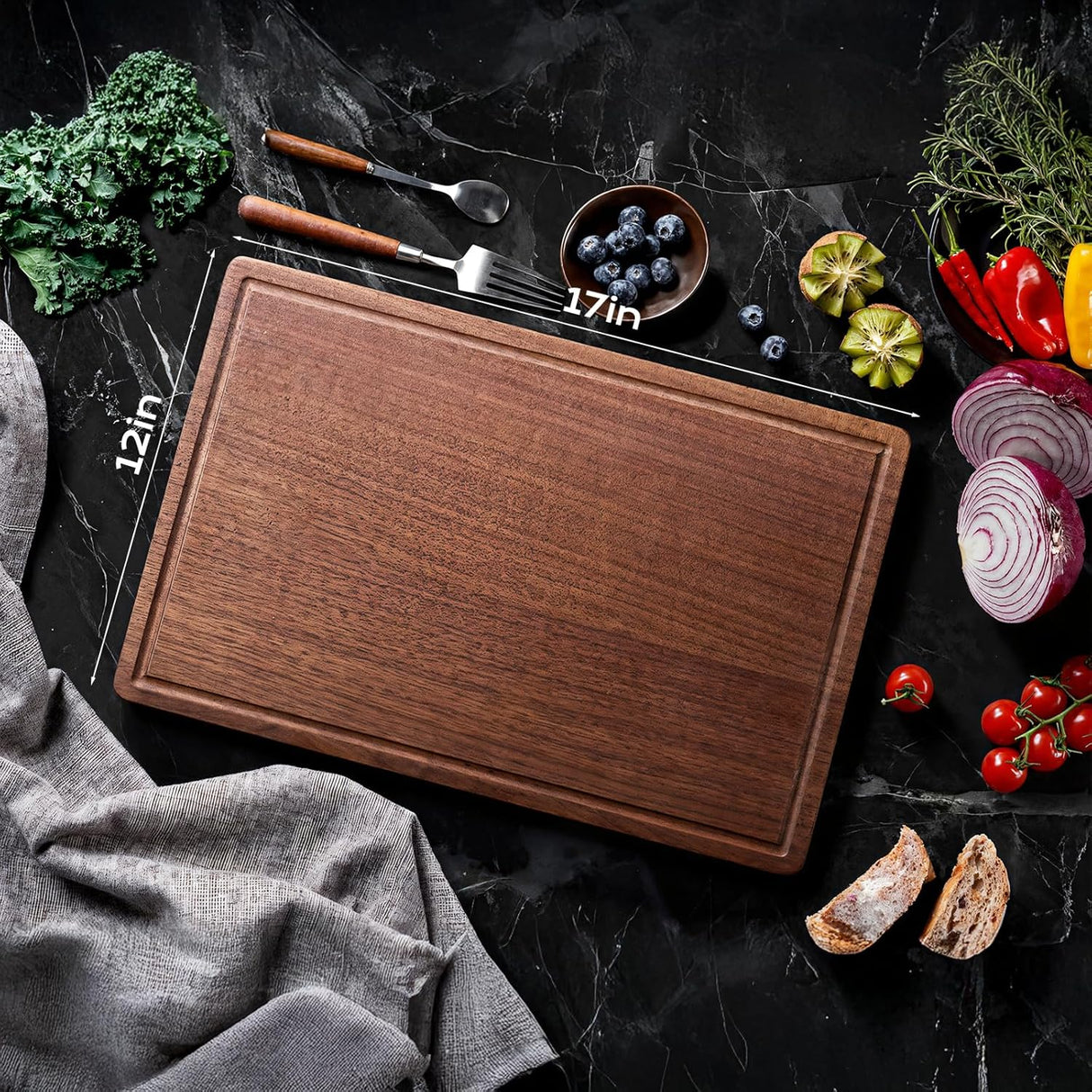 Kobachcookware Black Walnut Wood Cutting Board – 11"x17" Durable