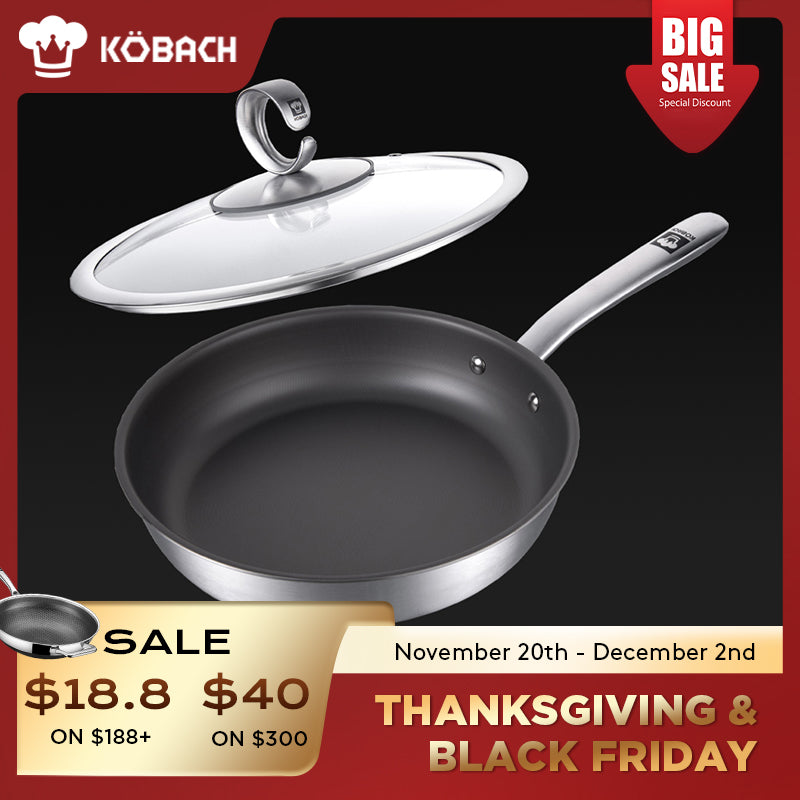 Kobachcookware Titanium coating-free frying pan 11inch with lid