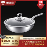 Kobachcookware 13-Inch Titanium Coating-Free Wok with Lid