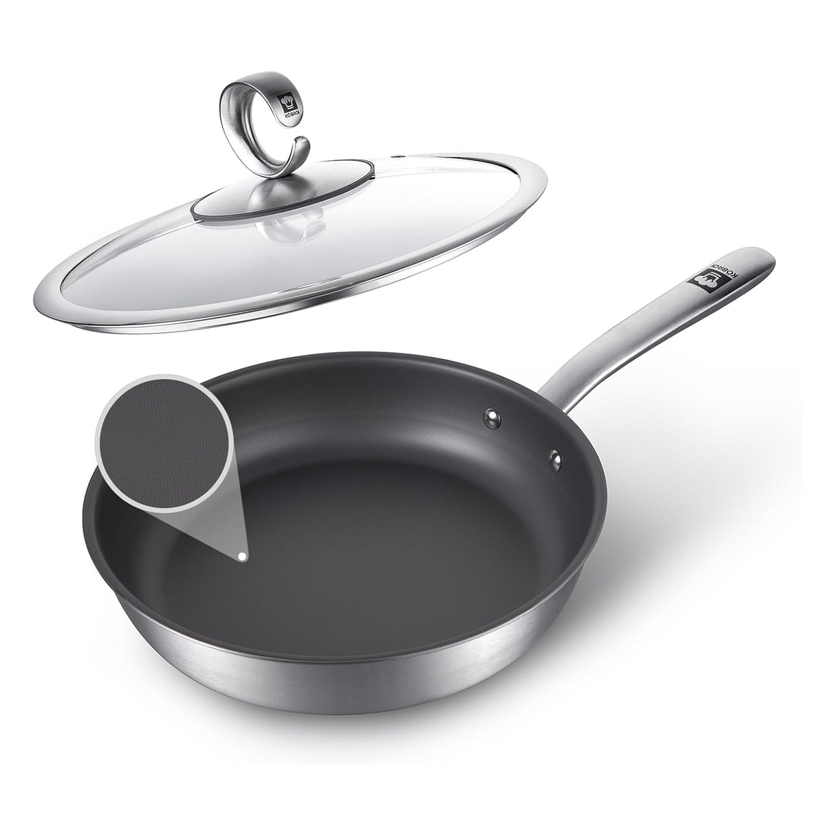 11-Inch Uncoated Titanium Frying Pan with Lid
