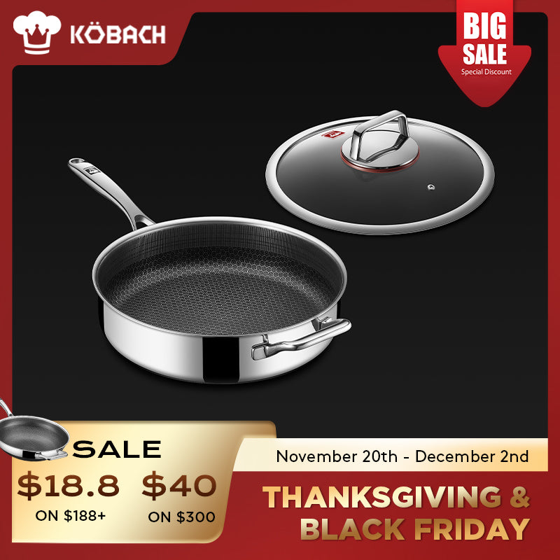 Kobachcookware 5.5QT Hybrid Deep Sauté Pan with Lid